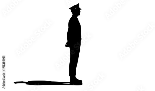 Silhouette of a Guard: A solitary figure, a guard stands tall in silhouette, an emblem of authority, discipline, and dedication, his posture radiating strength and resolve.
