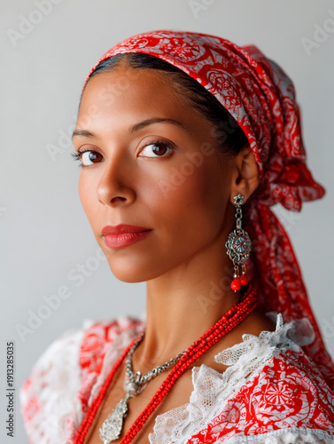 Puerto Rican woman in typical Puerto Rican clothing