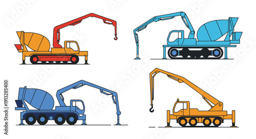 Concrete Pump Line abstract color concept vector