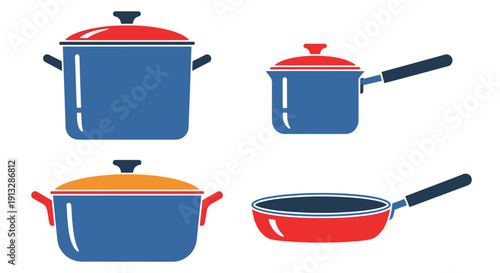 Cooking Pot Line art abstract bright tone vector
