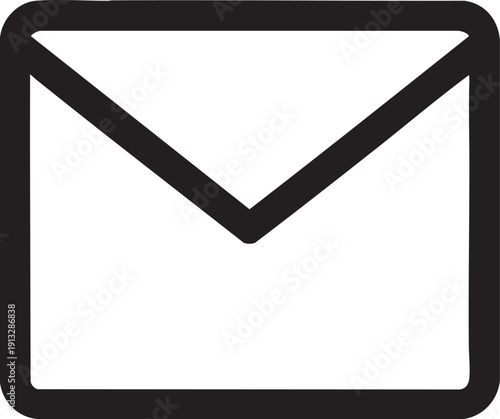 Minimalist Black Line Envelope Icon for Email and Digital Correspondence, Simple Modern Mail Outline Symbol for Web Interface and Contact Us Design