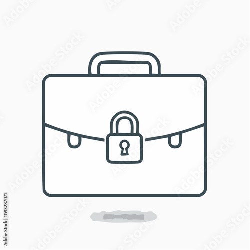 Simple line illustration of a locked briefcase with a handle.