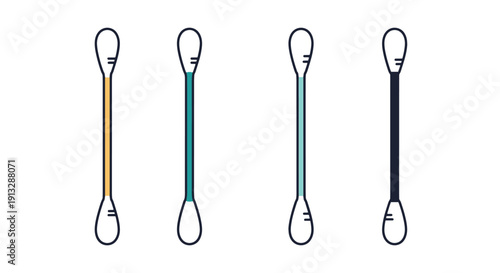 Cotton Swabs tip colorful shape vector illustration