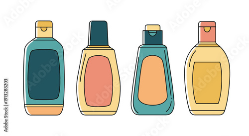 Cosmetic Bottle Line filed color illustration colorful digital vector