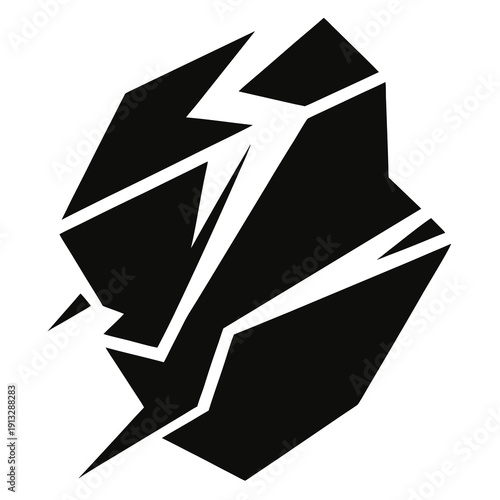 A black and white image of a broken object