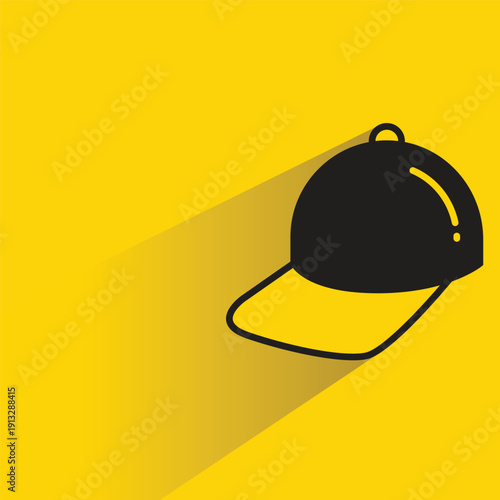 baseball cap icon with shadow on yellow background