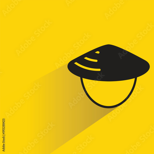 farmer hat icon with shadow on yellow background