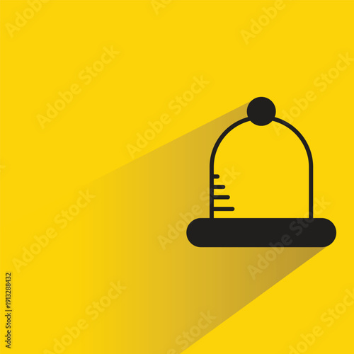 beanie or winter hat icon with shadow on yellow background