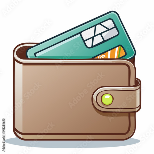 Brown leather wallet with credit cards inside.