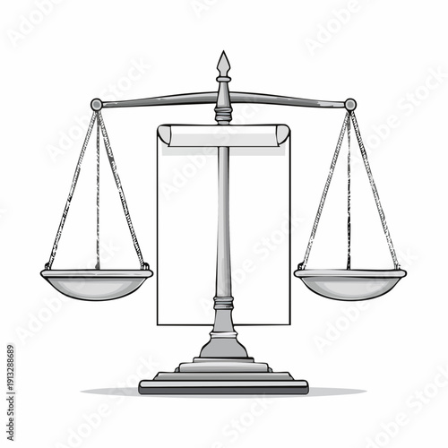 Vintage Style Illustration of a Balance Scale.