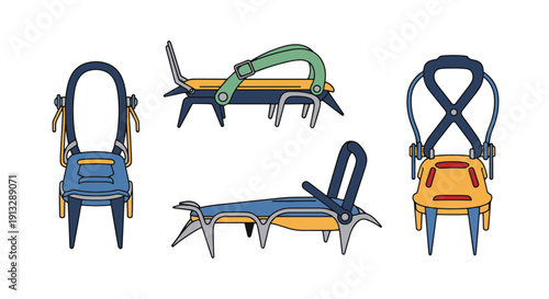 Crampons Line art dynamic abstract color illustration