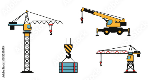 Crane Lifting Line colorful professional design minimal smooth style illustration