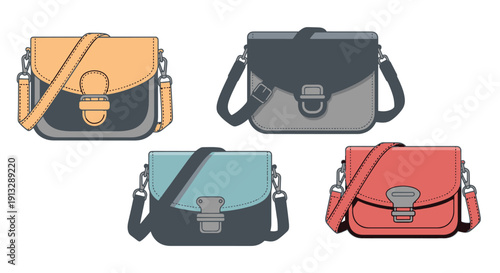Crossbody Bag Line colorful modern art vector