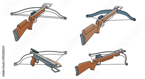 Crossbow Line art colorful digital color vector
