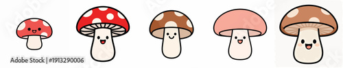 cute smiling mushroom vector
