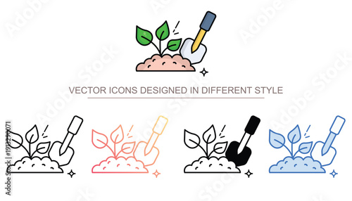 Gardening icon set