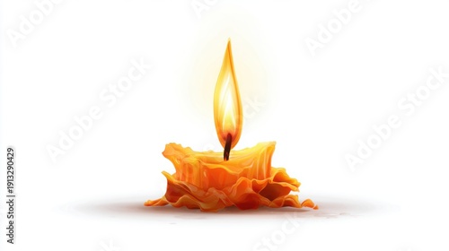 Wallpaper Mural Melting candle with vibrant flame on white background. Torontodigital.ca