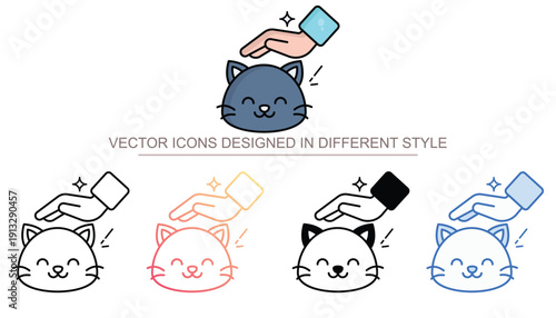 caring pet icon set