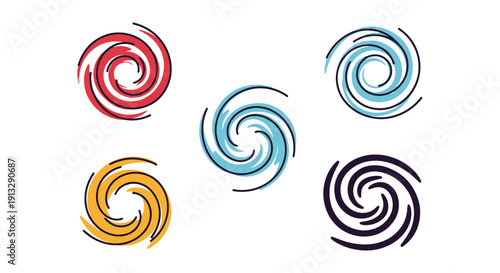 Cyclone Line art flat style color illustration