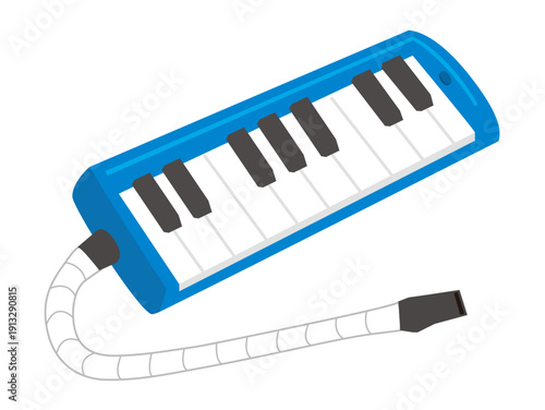 鍵盤ハーモニカ（青）のイラスト