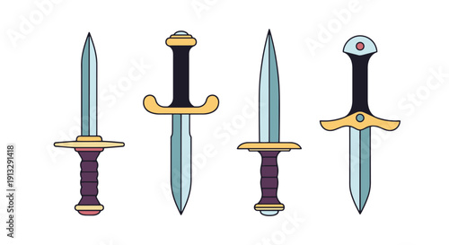 Dagger Line art modern soft color vector