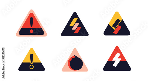 Danger Sign Line art soft tone color illustration