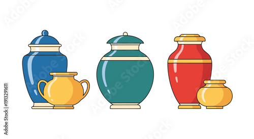 Decorative Urn Line abstract bright tone vector