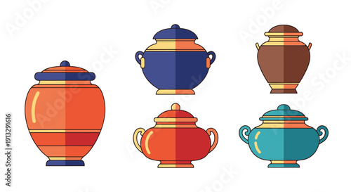 Decorative Urn Line abstract elegant tone illustration