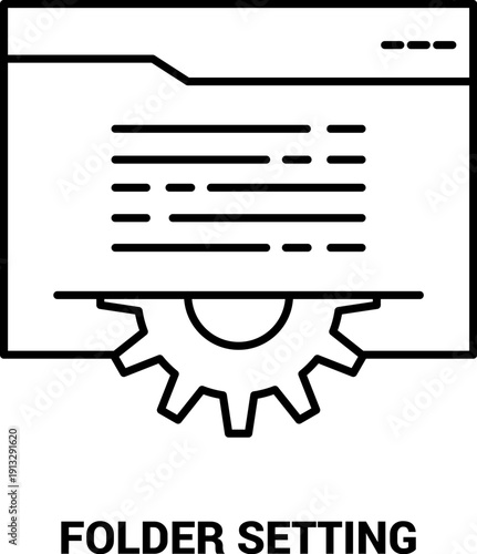 Folder settings icon representing data management and configuration perfect for software interfaces and system setup concepts