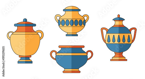 Decorative Urn Line abstract smooth modern illustration