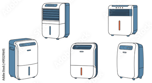 Dehumidifier Line colorful design minimal bold color vector