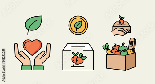 Giving back to the community with eco-friendly donations and charitable support vector illustration.