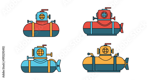 Diving Tank Line art abstract vivid tone vector