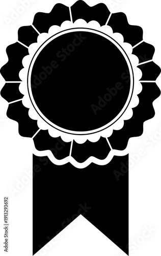 Black and white ribbon rosette icon for awards and recognition
