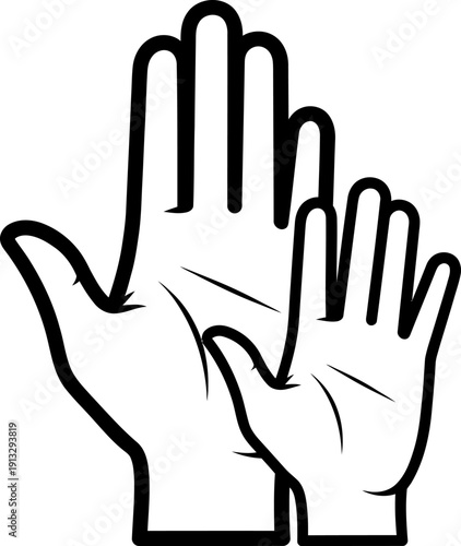 Two hands with palms facing forward in a gesture of greeting or goodbye