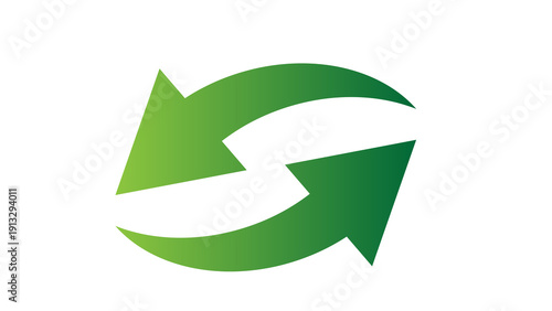 Green gradient circular arrows symbol representing refresh, recycle, or repeat action on a white background. Free Download Green gradient circular arrows symbol representing refresh, recycle, or repeat action on a white background. - GFXLoad