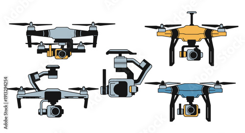 Drone Gimbal Line soft color vector design