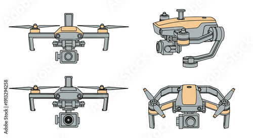 Drone Gimbal Line abstract smooth color vector