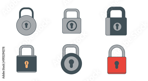 Door Lock Line art color soft elegant tone illustration