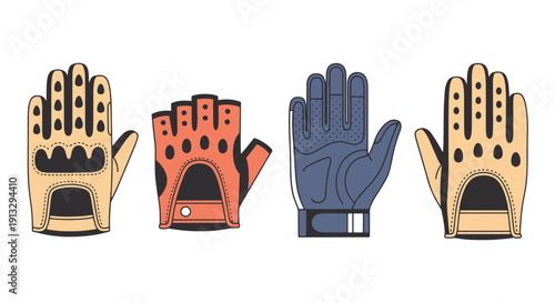 Driving Gloves Line creative color composition illustration
