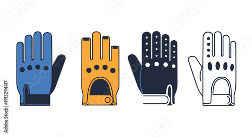 Driving Gloves Line minimal elegant color illustration