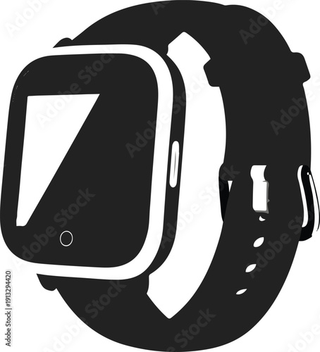 Flat B&W vector of wearable device facing screen 2
