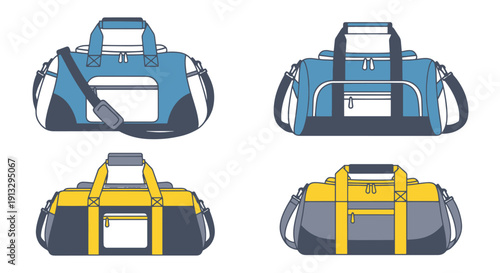 Duffel Bag Line art modern abstract color illustration