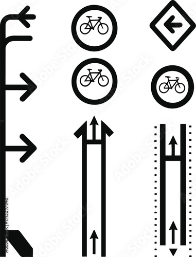 Minimal vector bike lane icons