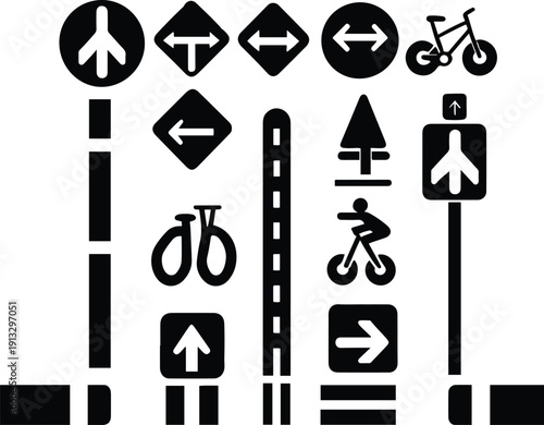 Minimal vector bike lane icons 3