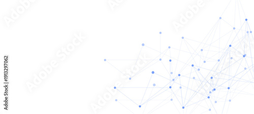 Abstract tech network connection dots. Digital technology and big data analysis background christmas tree made of stars abstract background with blue lines