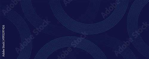 Abstract blue glowing geometric lines on dark blue background. Modern shiny blue circle lines pattern. eps 10.