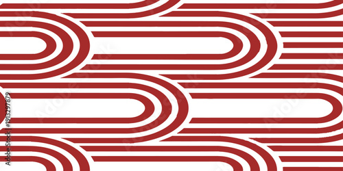 A 3d business illustration of a red and white abstract maze design featuring a central target arrow symbol as a concept for success and finding the solution to a challenge