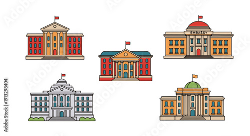 Embassy Line art creative smooth modern illustration