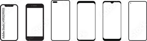 Smartphone Mockup Collection. Smartphone Front Camera Designs Evolution Notch, Bezel, Punch-Hole and More